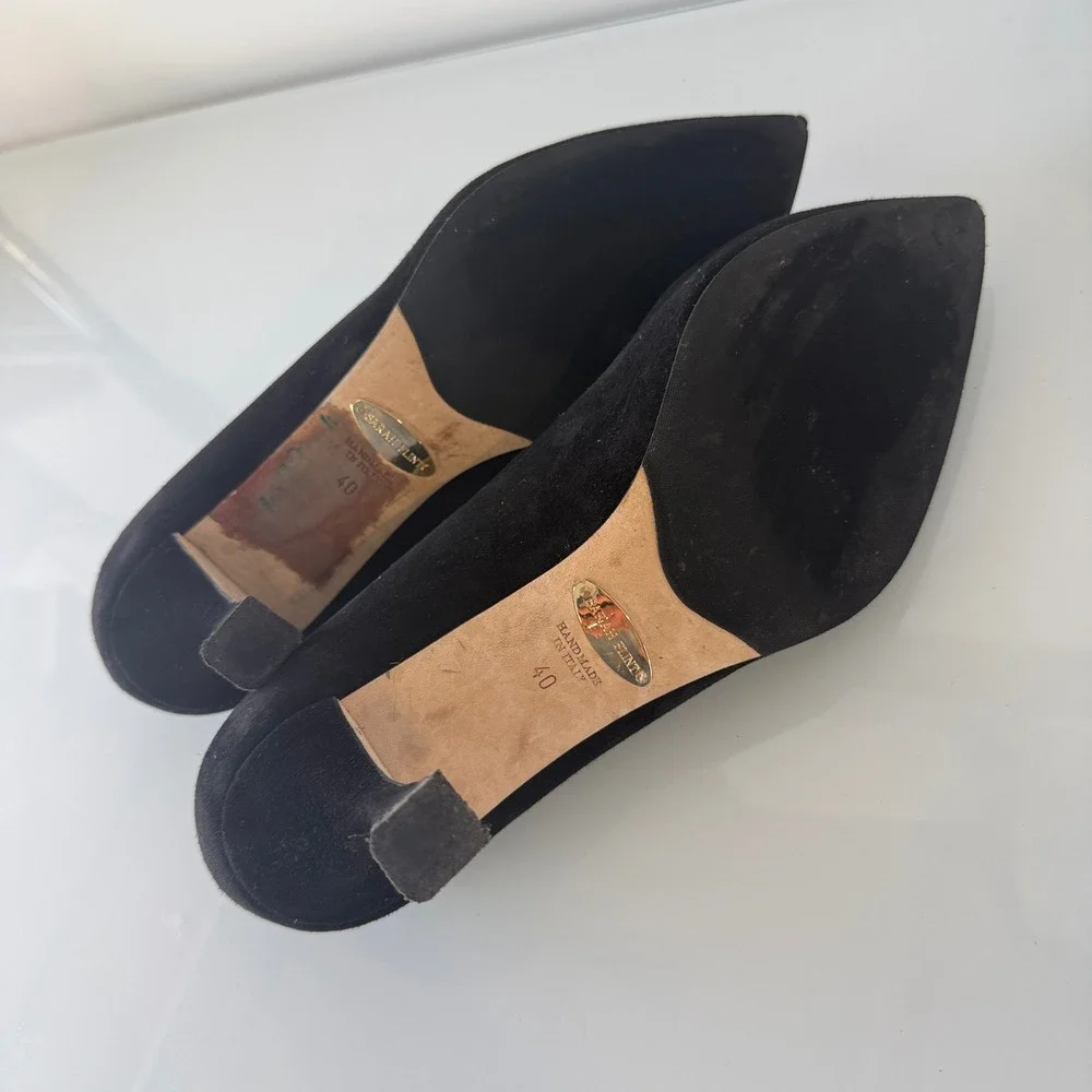 Sarah Flint Perfect Kitten Pumps Women 40 Black Suede Sculptural Heel Italy